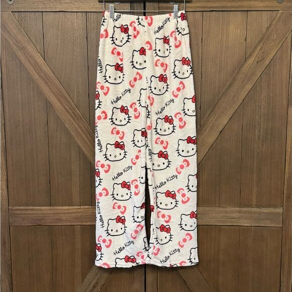 NEW Hello Kitty White & Pink Fleece Pajama Pants sz XS / Small Sanrio Kawaii - Picture 1 of 4